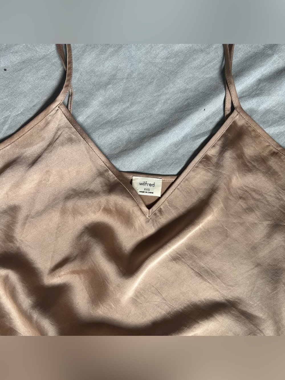 SOLD Wilfred Only Slip Satin Midi Dress in Taupe - Picture 4 of 10